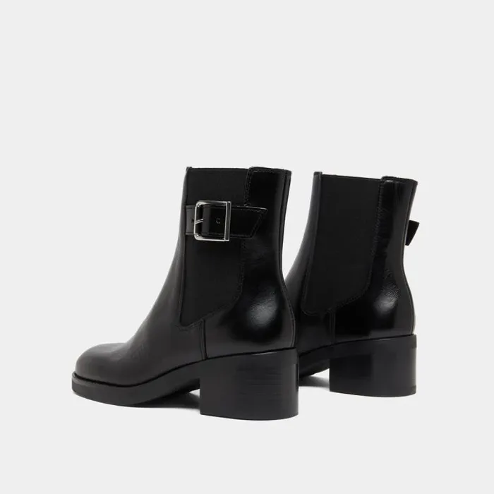 Women Lowboots With Elastics And Adjustable Buckles Black JONAK Ankle Boots Lowboots