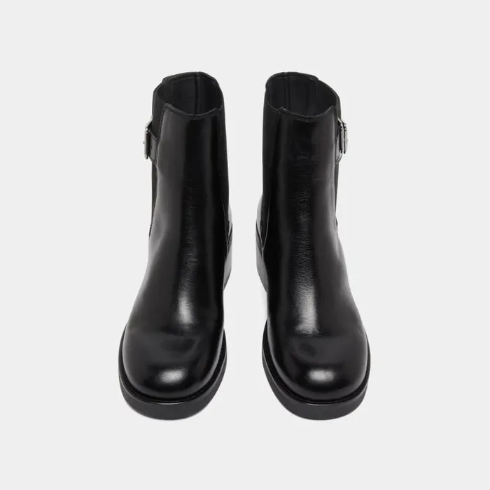 Women Lowboots With Elastics And Adjustable Buckles Black JONAK Ankle Boots Lowboots