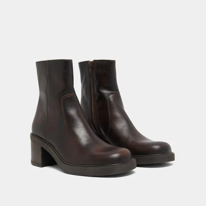Women Lowboots With Heels Brown JONAK Ankle Boots Lowboots