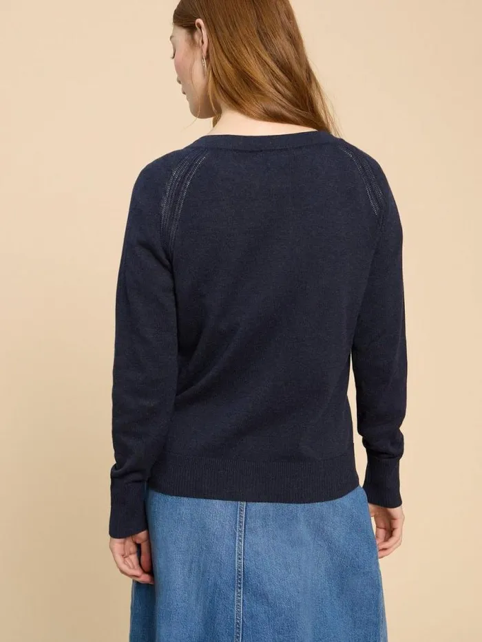 Women Lulu Crew Neck Cardigan Dark Navy White Stuff Knitwear Women Lulu Crew Neck Cardigan Dark Navy White Stuff Knitwear