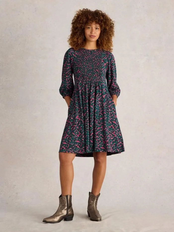 Women Maeva Jersey Dress Teal Print White Stuff Dresses