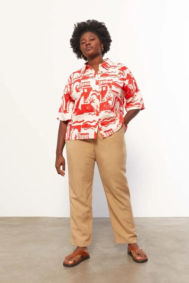 Women Mara Hoffman Extended Sizes Extended Auberon Top Red Cream Women Mara Hoffman Extended Sizes Extended Auberon Top Red Cream