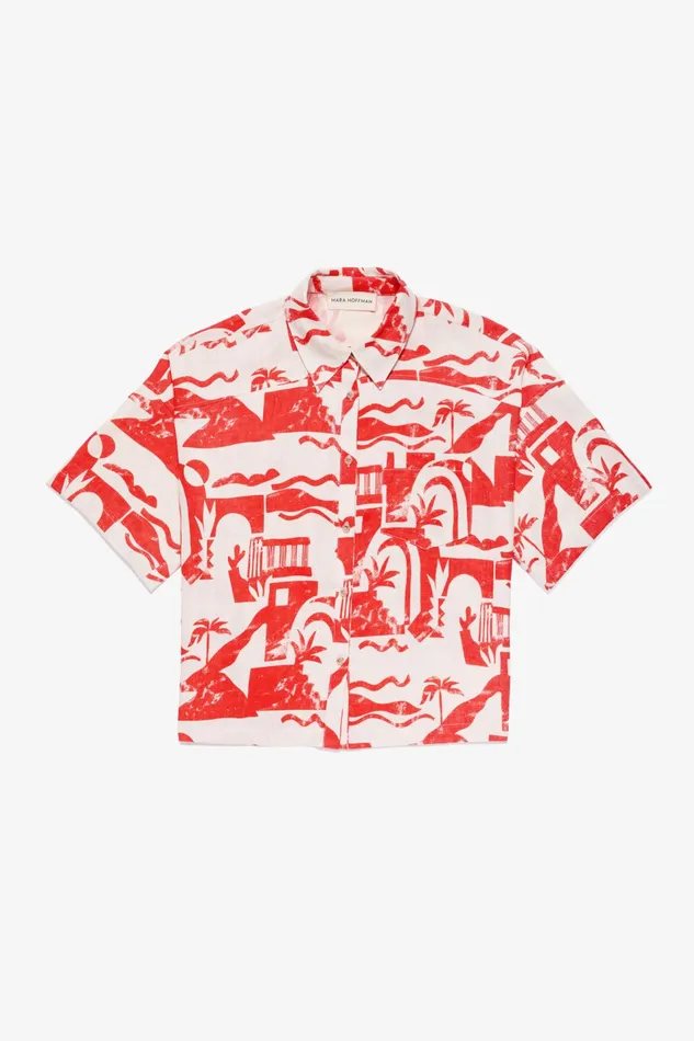 Women Mara Hoffman Extended Sizes Extended Auberon Top Red Cream Women Mara Hoffman Extended Sizes Extended Auberon Top Red Cream