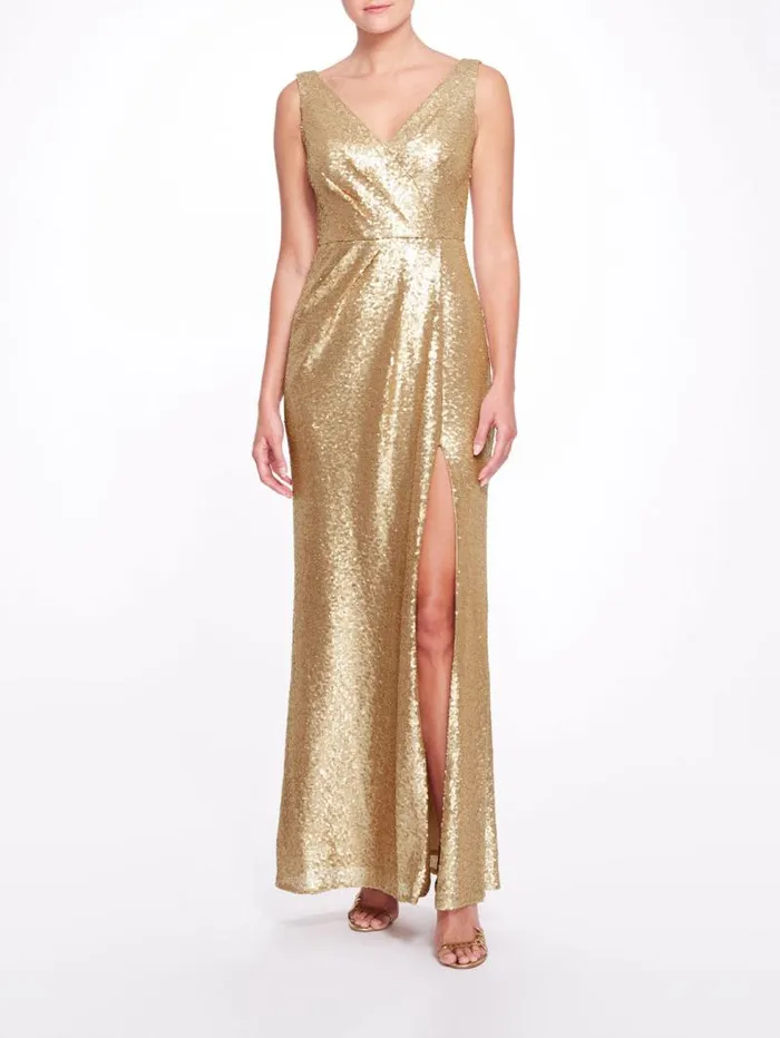 Women Marchesa Marchesa Notte Atrani Gold