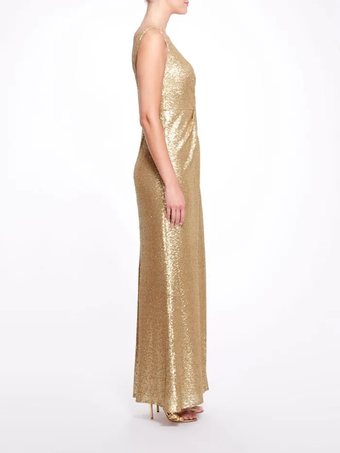 Women Marchesa Marchesa Notte Atrani Gold