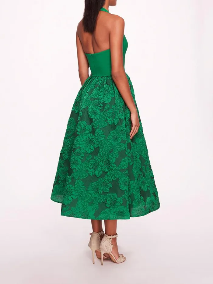 Women Marchesa Marchesa Notte Calathea Halter Dress Emerald