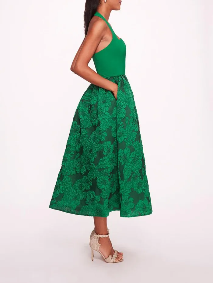 Women Marchesa Marchesa Notte Calathea Halter Dress Emerald