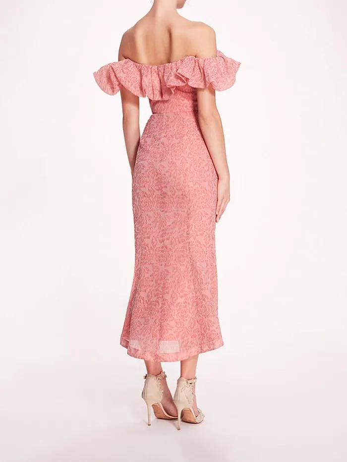 Women Marchesa Marchesa Notte Cloque Midi Dress Pink