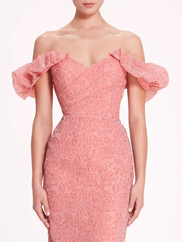 Women Marchesa Marchesa Notte Cloque Midi Dress Pink