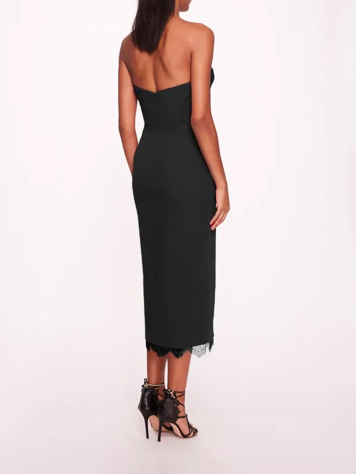 Women Marchesa Marchesa Notte Draped Bodice Crepe Dress Black