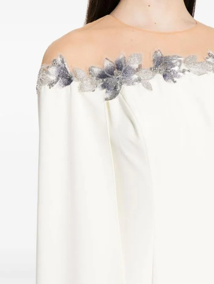 Women Marchesa Marchesa Notte Embroidered Illusion Gown Ivory