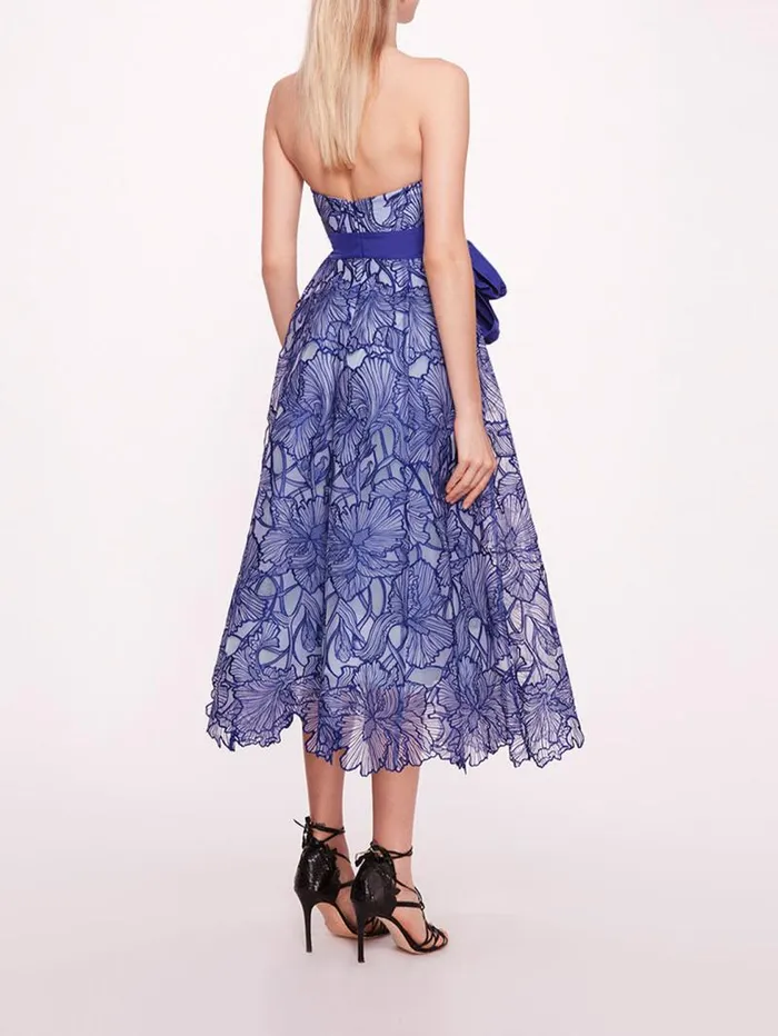 Women Marchesa Marchesa Notte Iris Cutwork Midi Dress Navy