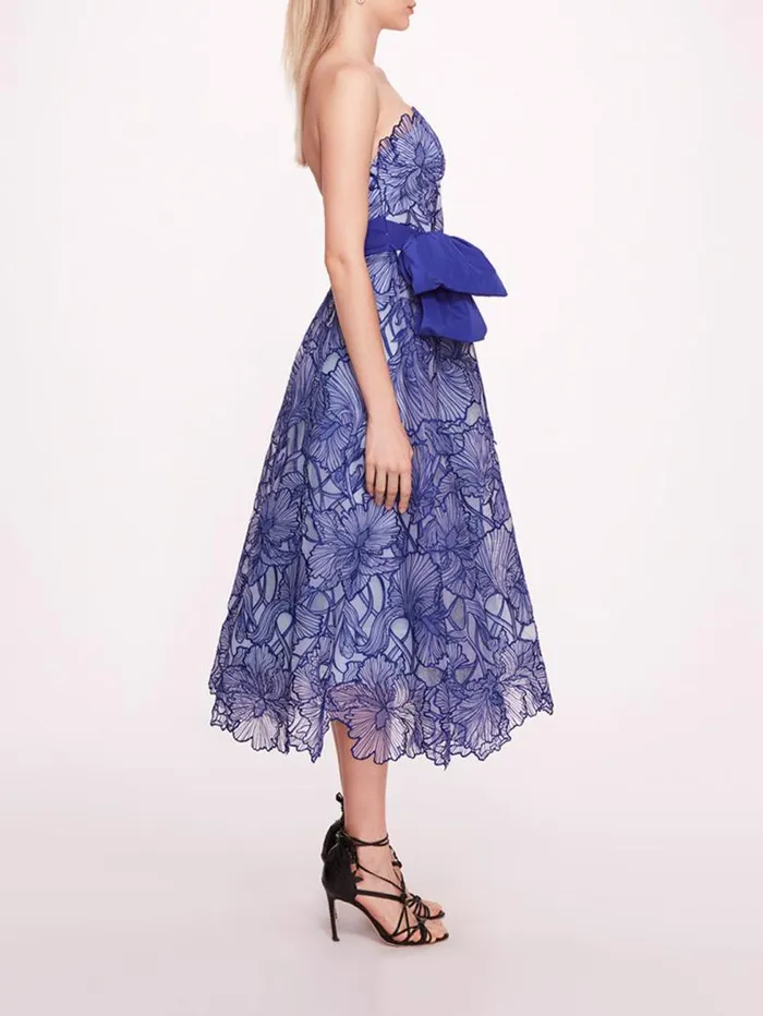 Women Marchesa Marchesa Notte Iris Cutwork Midi Dress Navy
