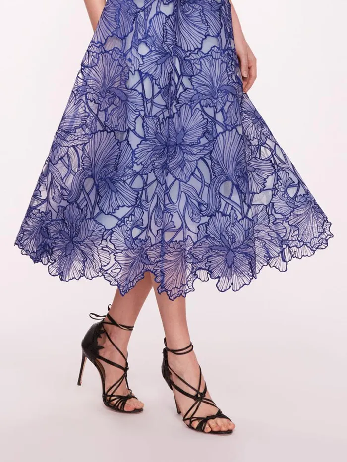 Women Marchesa Marchesa Notte Iris Cutwork Midi Dress Navy