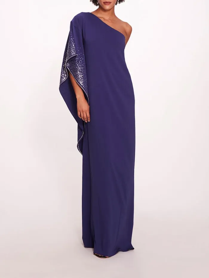 Women Marchesa Marchesa Notte One Shoulder Kaftan Navy