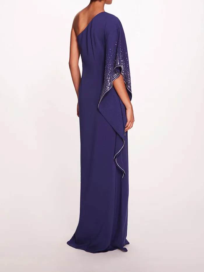 Women Marchesa Marchesa Notte One Shoulder Kaftan Navy
