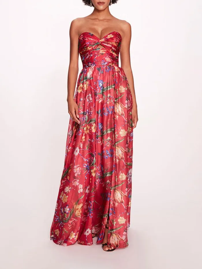 Women Marchesa Marchesa Notte Ribbons Cape Gown Fuchsia