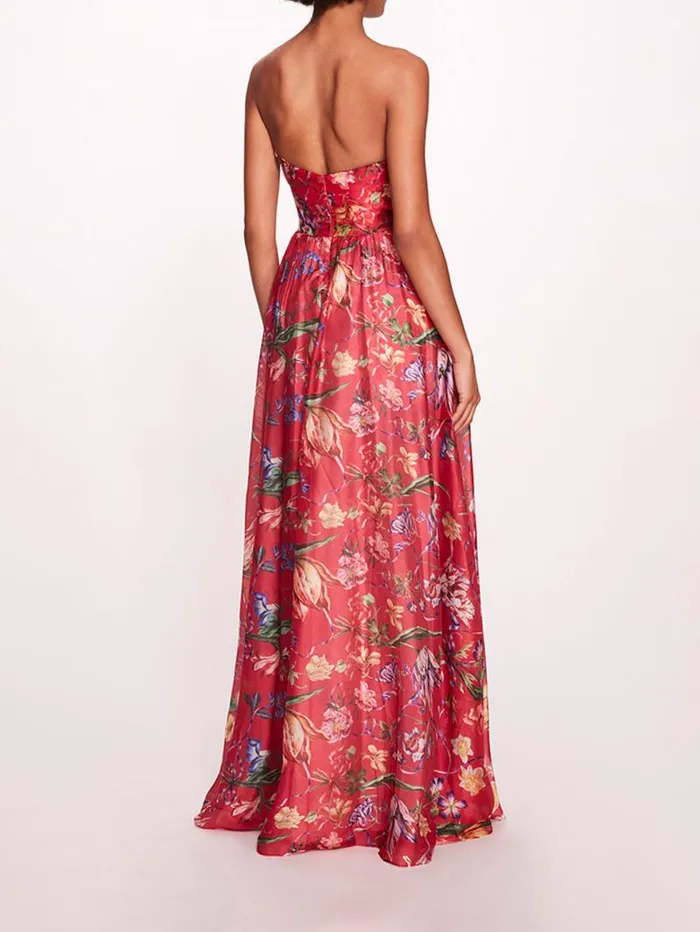 Women Marchesa Marchesa Notte Ribbons Cape Gown Fuchsia