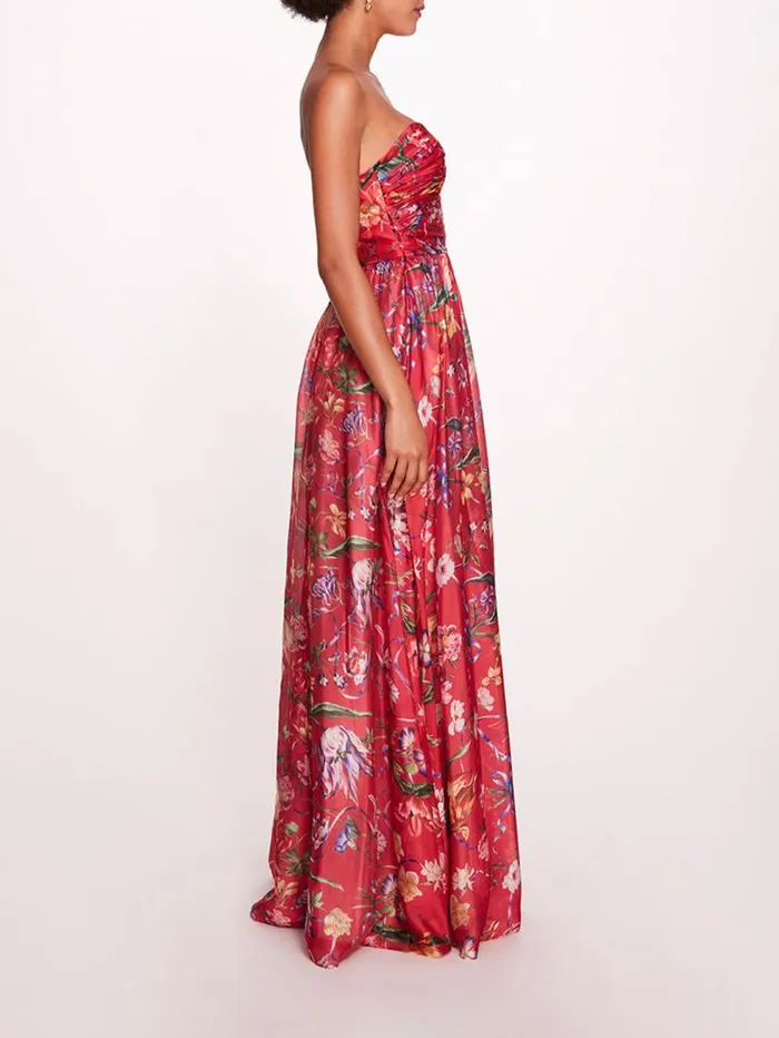 Women Marchesa Marchesa Notte Ribbons Cape Gown Fuchsia