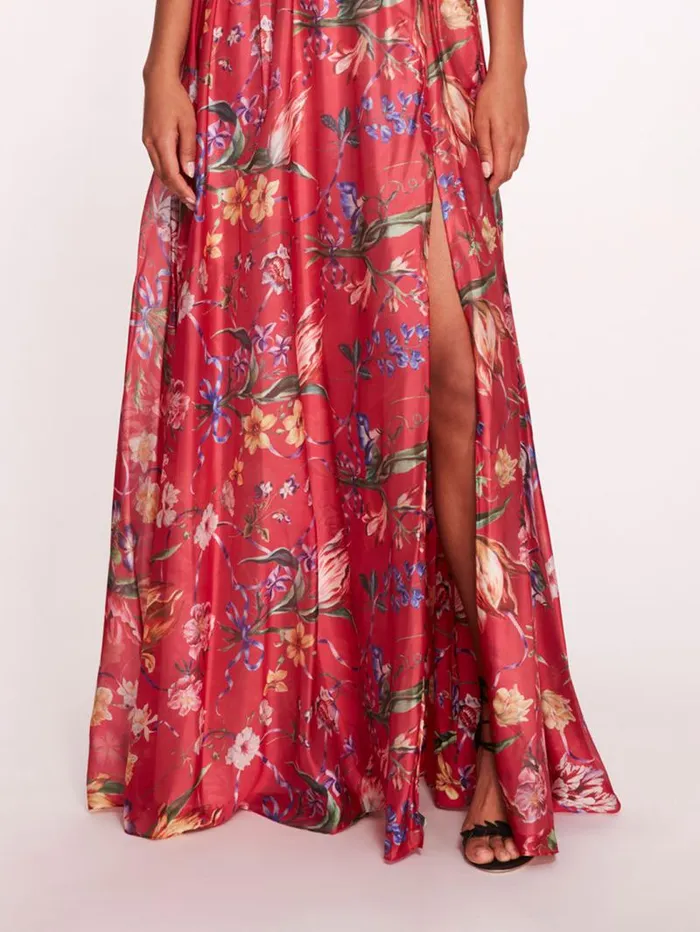 Women Marchesa Marchesa Notte Ribbons Cape Gown Fuchsia