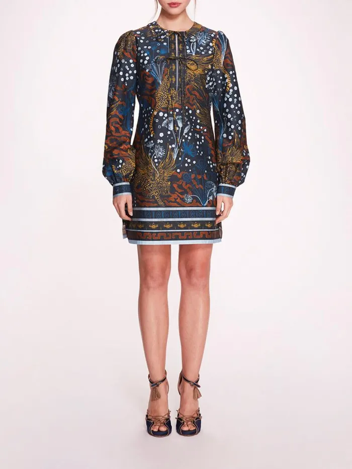 Women Marchesa Marchesa Rosa Flying Cheetah Mini Dress Blue Multi