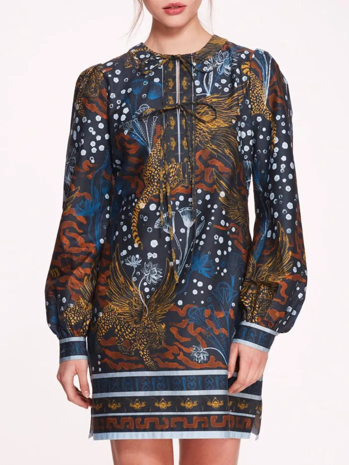 Women Marchesa Marchesa Rosa Flying Cheetah Mini Dress Blue Multi