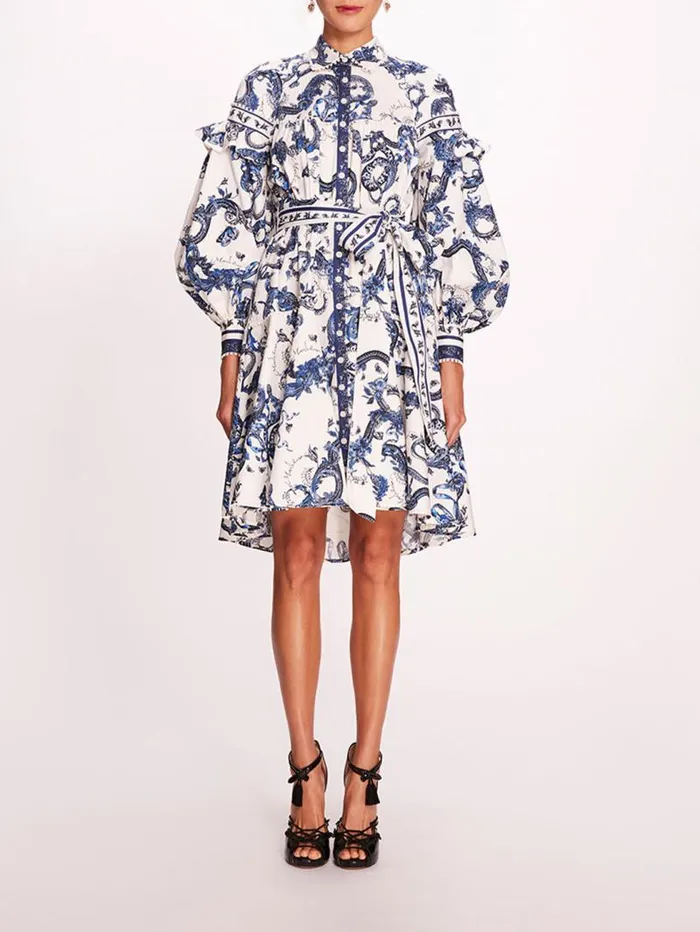 Women Marchesa Marchesa Rosa Laurel Shirtdress Blue Multi