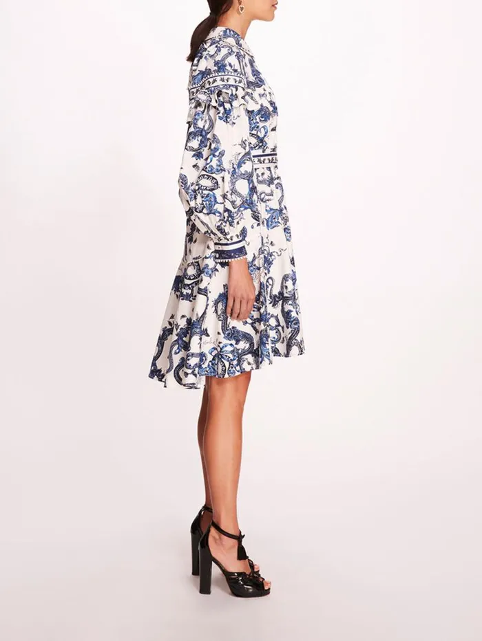 Women Marchesa Marchesa Rosa Laurel Shirtdress Blue Multi