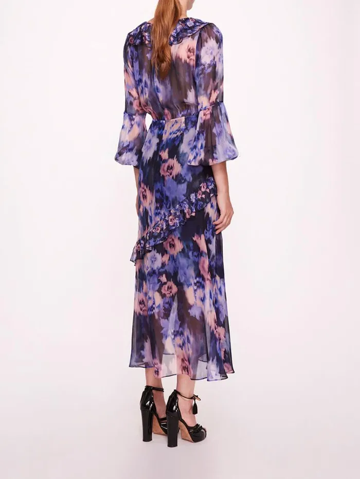 Women Marchesa Midi Dresses Varda Purple Multi