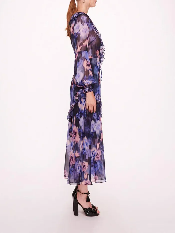 Women Marchesa Midi Dresses Varda Purple Multi