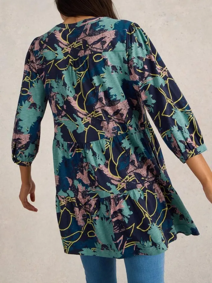 Women MARTA V NECK TUNIC Navy Print White Stuff Shirts and Blouses Women MARTA V NECK TUNIC Navy Print White Stuff Shirts and Blouses