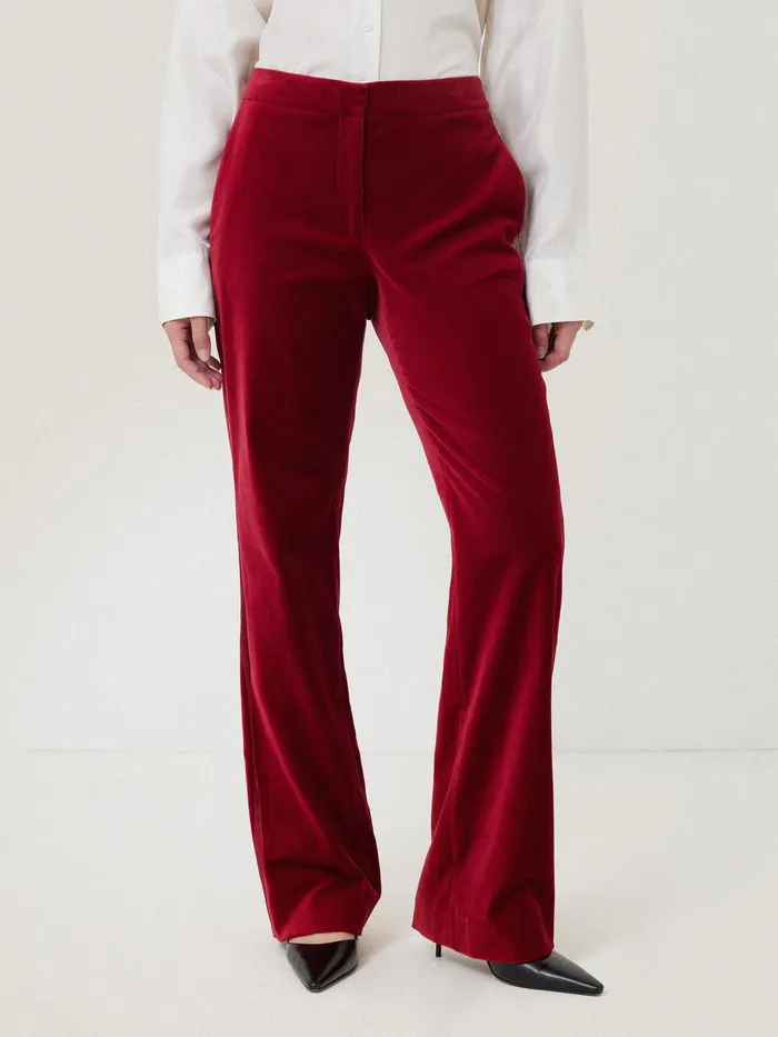 Women Mason Velvet Trouser Red Jigsaw Party