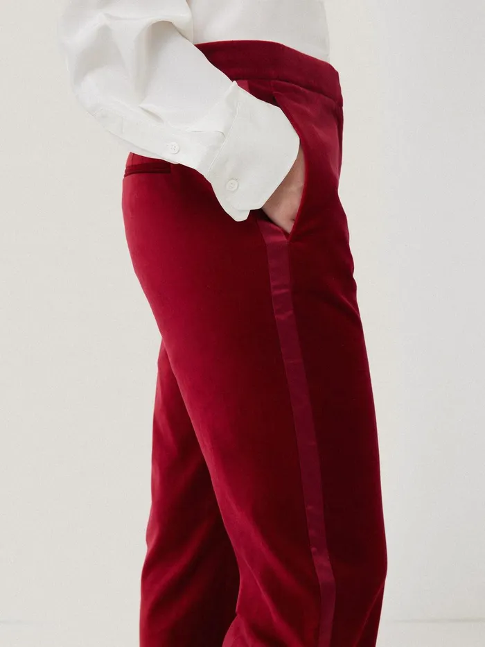 Women Mason Velvet Trouser Red Jigsaw Party