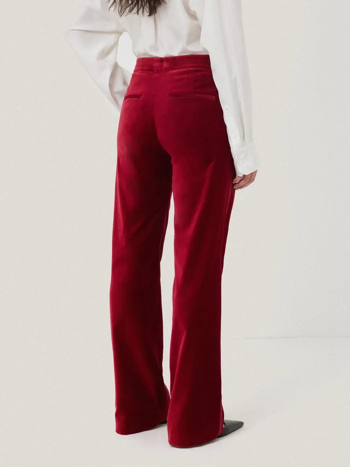 Women Mason Velvet Trouser Red Jigsaw Party