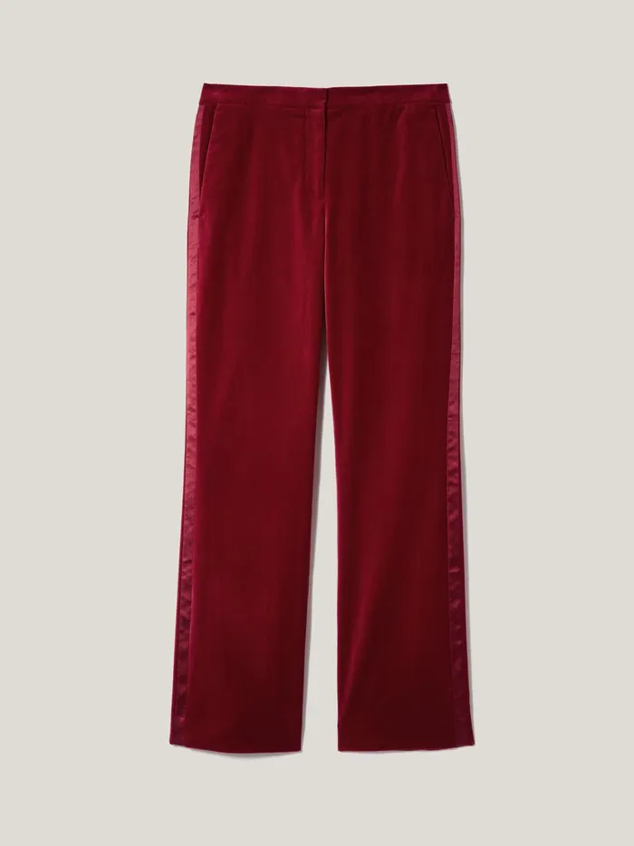 Women Mason Velvet Trouser Red Jigsaw Party