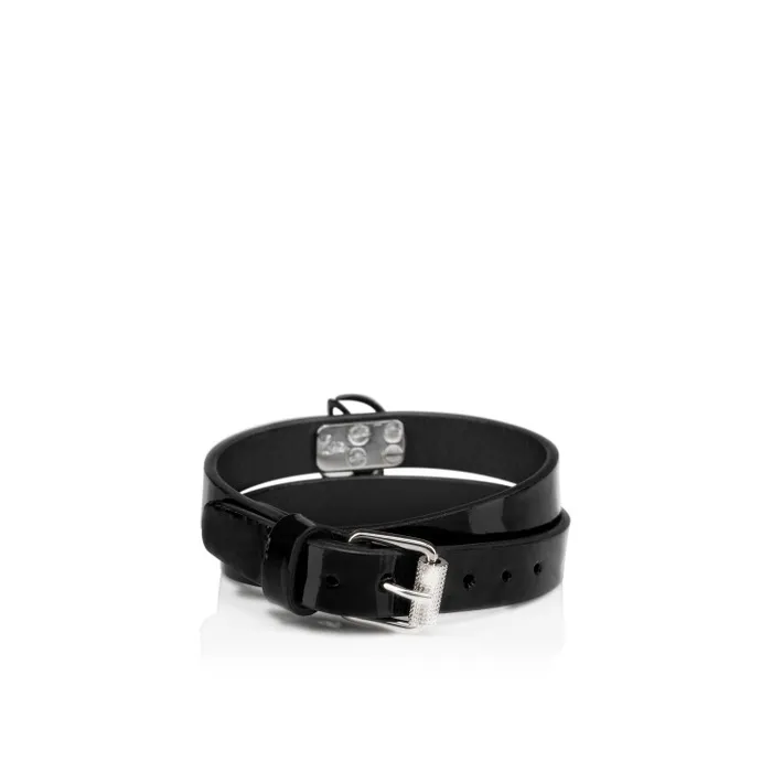 WomenMen CL Logo Double Bracelet 8211 Vog Patent Leather 8211 Black Christian Louboutin Bracelets