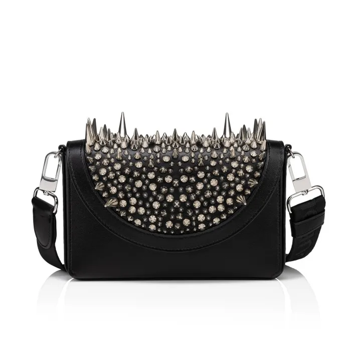 WomenMen Funky Wallet On Chain 8211 Calf Leather And Estepik Spikes 8211 Black Christian Louboutin Shoulder Bags
