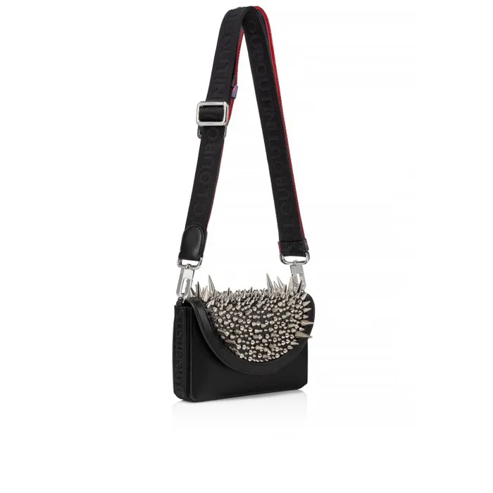 WomenMen Funky Wallet On Chain 8211 Calf Leather And Estepik Spikes 8211 Black Christian Louboutin Shoulder Bags