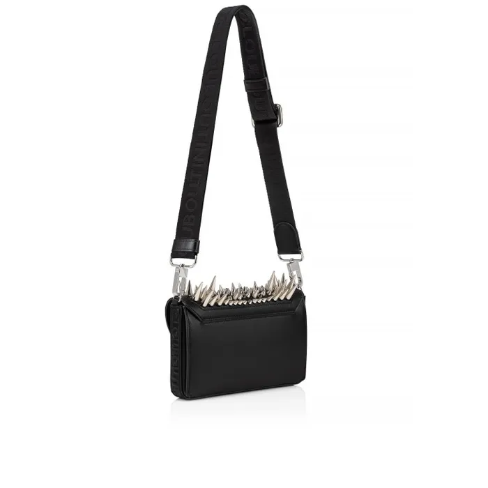 WomenMen Funky Wallet On Chain 8211 Calf Leather And Estepik Spikes 8211 Black Christian Louboutin Shoulder Bags