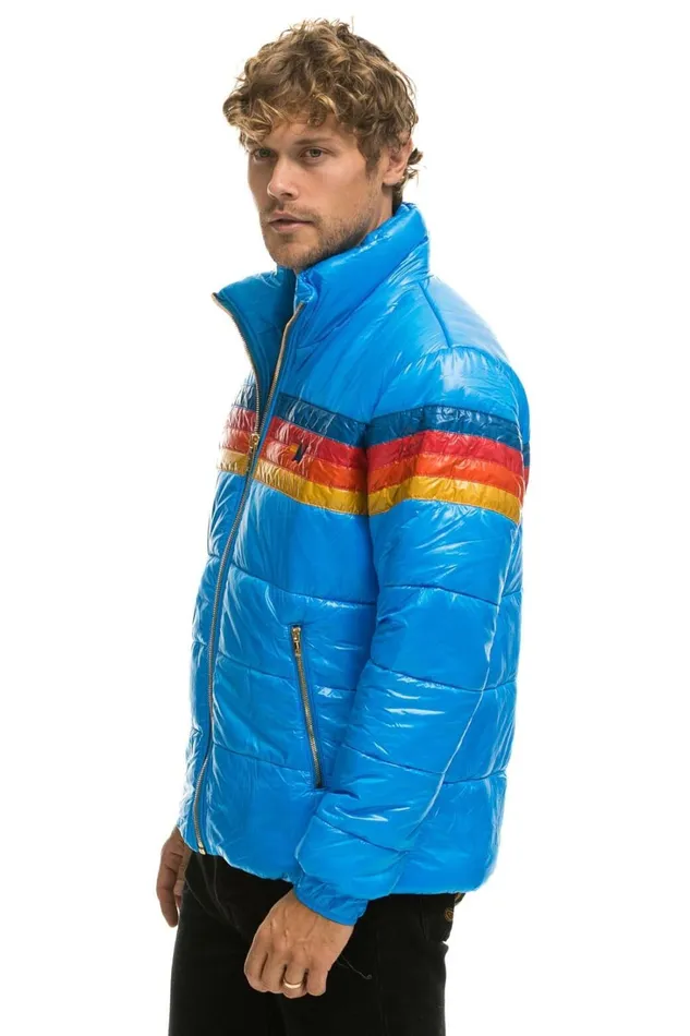 WomenMen Outerwear Aviator Nation 4 STRIPE LUXE TRAVELER JACKET 8211 GLOSSY BLUE