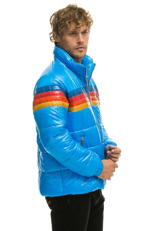 WomenMen Outerwear Aviator Nation 4 STRIPE LUXE TRAVELER JACKET 8211 GLOSSY BLUE