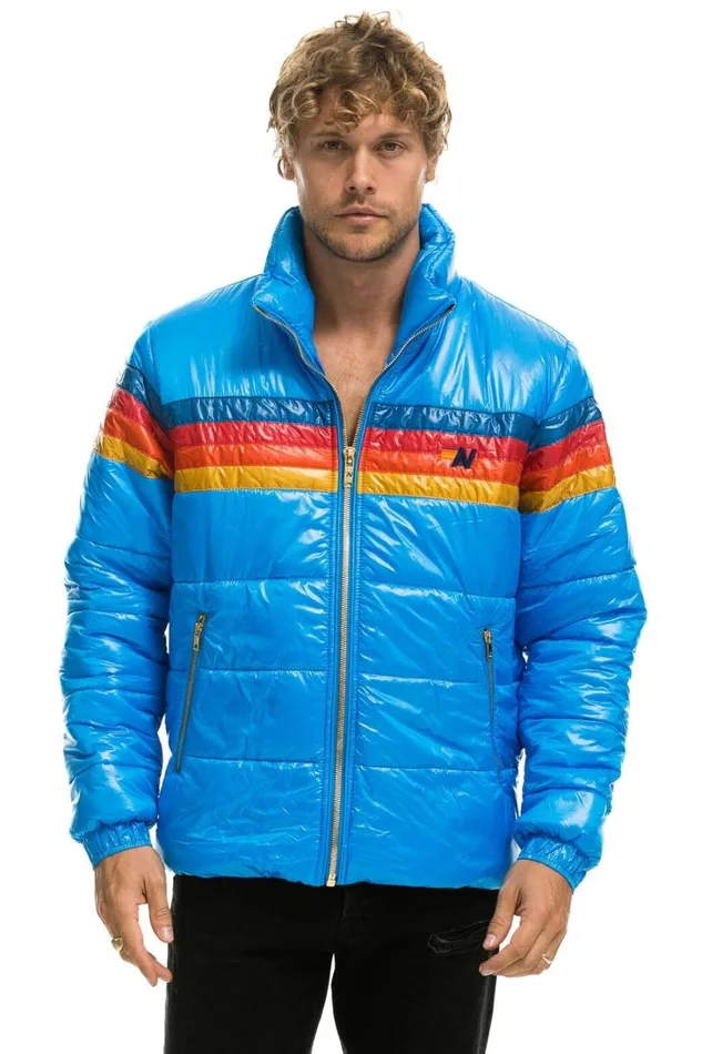 WomenMen Outerwear Aviator Nation 4 STRIPE LUXE TRAVELER JACKET 8211 GLOSSY BLUE