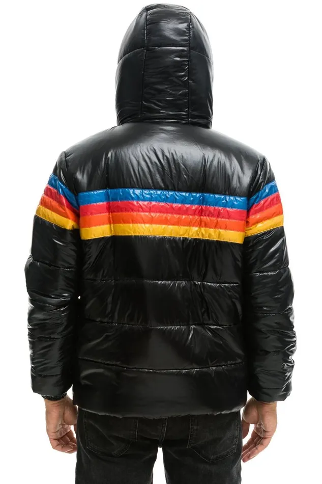 WomenMen Outerwear Aviator Nation 4 STRIPE LUXE TREKKER JACKET 8211 GLOSSY BLACK WomenMen Outerwear Aviator Nation 4 STRIPE LUXE TREKKER JACKET 8211 GLOSSY BLACK