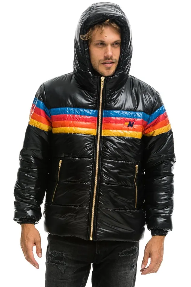 WomenMen Outerwear Aviator Nation 4 STRIPE LUXE TREKKER JACKET 8211 GLOSSY BLACK WomenMen Outerwear Aviator Nation 4 STRIPE LUXE TREKKER JACKET 8211 GLOSSY BLACK