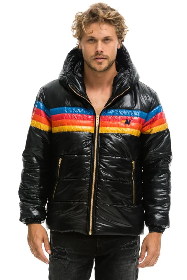 WomenMen Outerwear Aviator Nation 4 STRIPE LUXE TREKKER JACKET 8211 GLOSSY BLACK WomenMen Outerwear Aviator Nation 4 STRIPE LUXE TREKKER JACKET 8211 GLOSSY BLACK