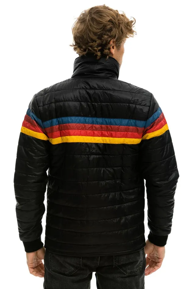 WomenMen Outerwear Aviator Nation 4 STRIPE RAINBOW SLEEVE JACKET 8211 BLACK