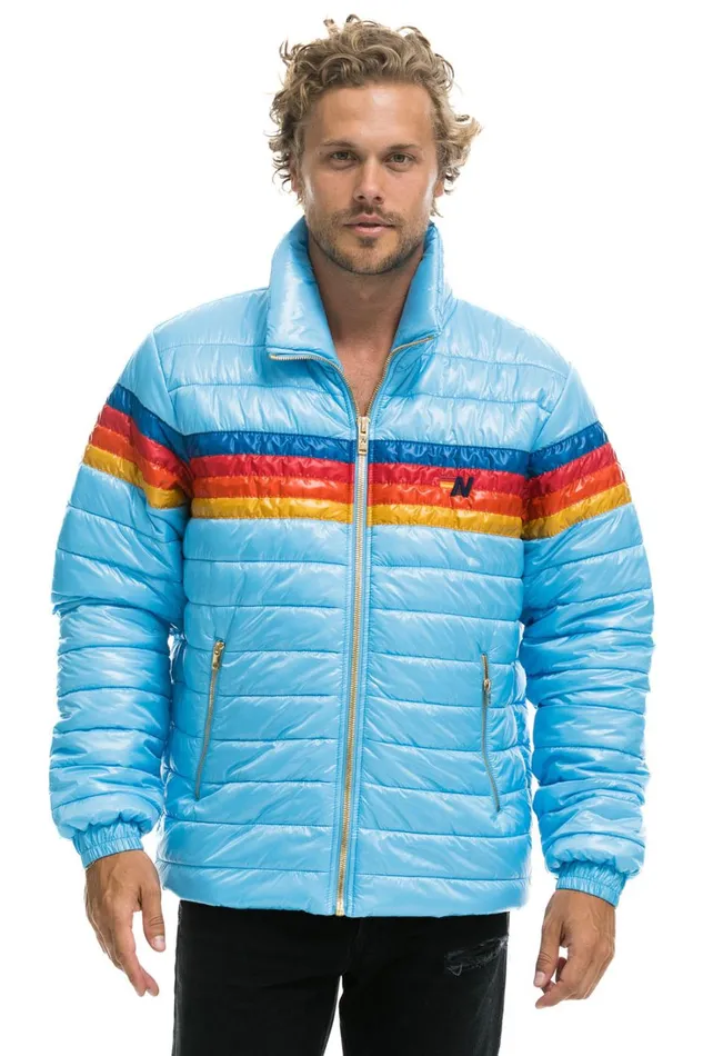 WomenMen Outerwear Aviator Nation 4 STRIPE TRAVELER JACKET 8211 GLOSSY SKY