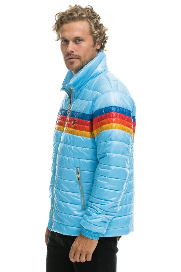 WomenMen Outerwear Aviator Nation 4 STRIPE TRAVELER JACKET 8211 GLOSSY SKY