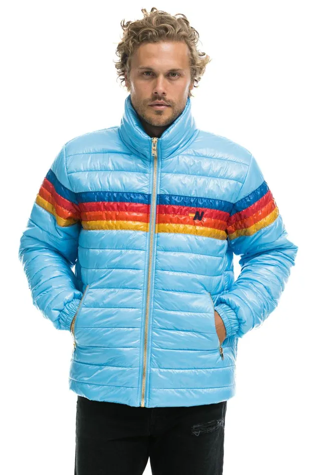 WomenMen Outerwear Aviator Nation 4 STRIPE TRAVELER JACKET 8211 GLOSSY SKY