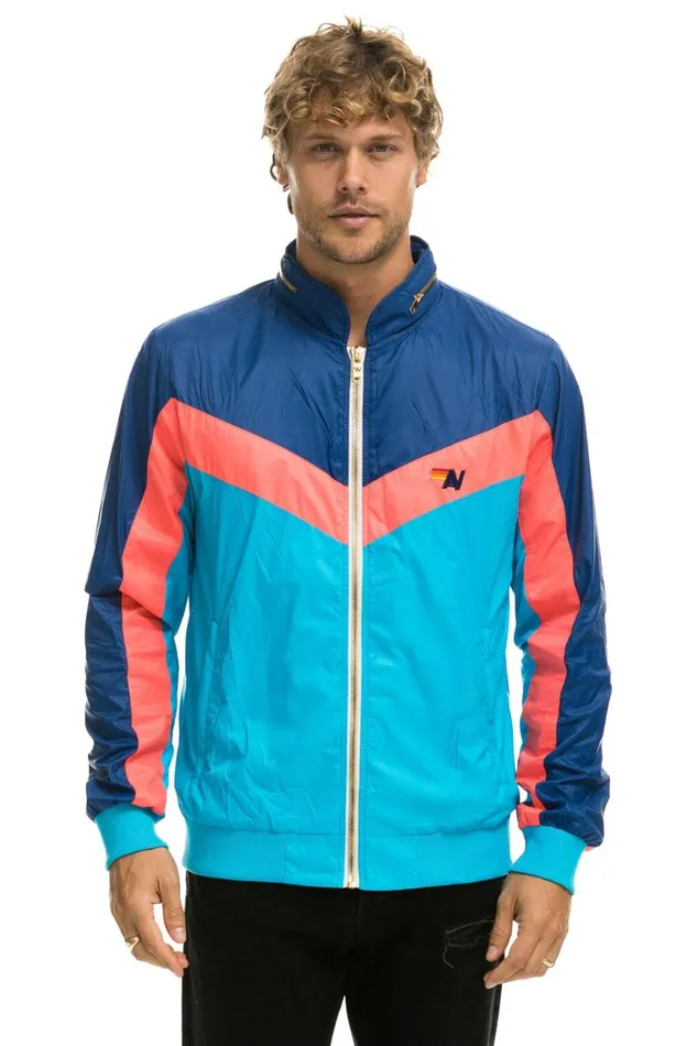 WomenMen Outerwear Aviator Nation MEN039S WINDBREAKER JACKET NEON BLUE